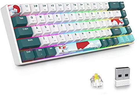 SOLIDEE 68 Tasten Mechanische Gaming Tastatur mit Gateron Gelbe Schalter,Bluetooth 5.0/2.4GHz/kabelgebundene 3 Modus Tastatur,65% RGB Hintergrundbeleuchtung,Hot Swappable NKRO(68 Forest)