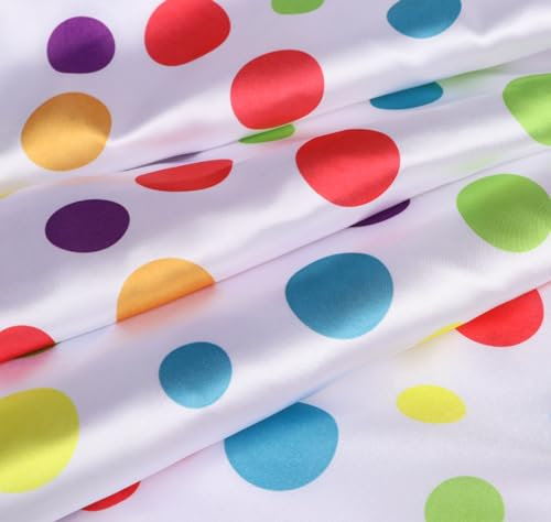YYCRAFT Charmeuse Braut-Satin-Stoff von The Yard 147 cm breit (bunte Punkte, 4,5 m)
