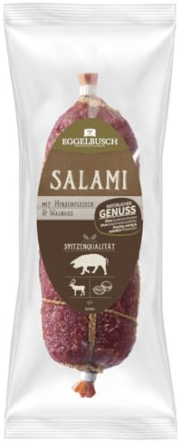 Hirschsalami 200g herzhafte würzige Salami mit Hirschfleisch - glutenfreie Wildwurst ohne Geschmacksverstärker - Hirsch Salami verfeinert mit Walnus - Geschenkidee WF-10283