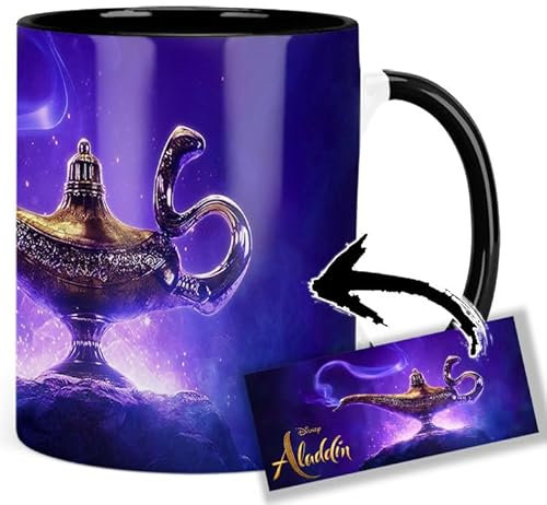 Aladdin Lamp Tasse Innen & Henkel Schwarz Keramikbecher Mug