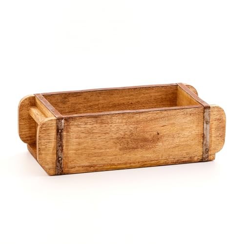 Die Stadtgärtner 2 x Vintage Ziegelform aus recyceltem Holz – 30 x 14 x 8 cm | 2 Holzkisten mit einer Kammer | Hochwertige Dekokisten mit Metallbeschlägen | Pflanzkisten | Holzboxen