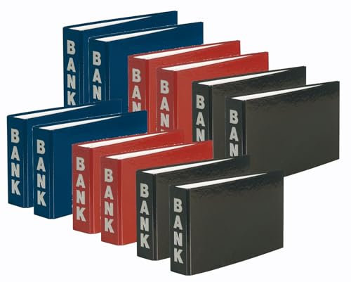 Luxtor 12 Bankordner 140x250mm Ordner für Kontoauszüge | je 4x blau, rot und schwarz