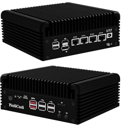 PeeliCeeli Firewall Micro Appliance, 12th Gen Core i3 N305 8C/8T Mini PC Lüfterlos, Support OPNsense, Windows,Router Computer, 4 x 2.5GbE I226-V, Barebone, NO RAM NO Storage NO System