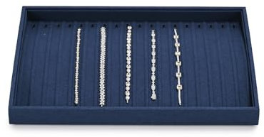 Papten Stackable Necklace Organiser Tray Necklace Display Jewellery Tray for Bracelet Anklet Necklace(Blue)