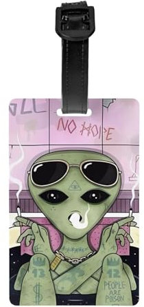 Gepäckanhänger für Koffer, Kofferanhänger, Identifikatoren für Damen, Herren, Reisen, schnell erkennen, Gepäck, Koffer, Alien, Rauchgrau
