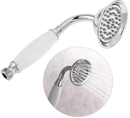DRELD Alcachofa de ducha retro de acero inoxidable, 1 cabezal de ducha de acero inoxidable, estilo retro, color plata