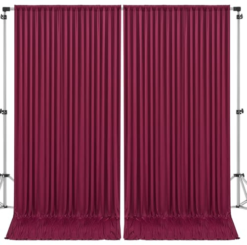 Lot de 2 Rideaux de Fond Bordeaux de 3 x 3 m en Tissu Infroissable pour fête prénatale, Anniversaire, Photographie - 1,5 x 3 m
