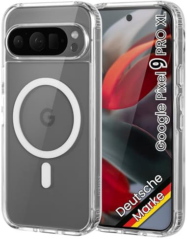 JProtect für Google Pixel 9 Pro XL Hülle mit MagSafe kompatibel - Stoßfeste & Magnetische Handyhülle für Pixel 9 Pro XL Transparent/Durchsichtige Case für Google 9 Pro XL Hülle Magnet