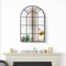 NIMURY Miroir Fenêtre Noir 50 x 75 cm, Miroir Décoratif à Grille en Métal, Miroir Mural Arqué pour Salle de Bain, Salon, Couloir