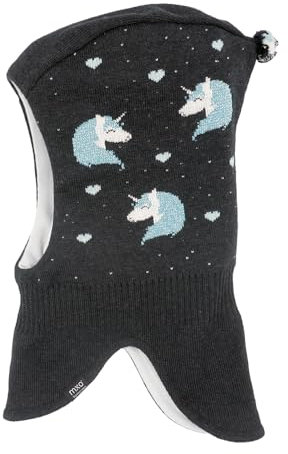 Maximo Mini Girl-Schlupfmütze Jacquard Einhorn Made in Germany, carbonmeliert, Gr. 49