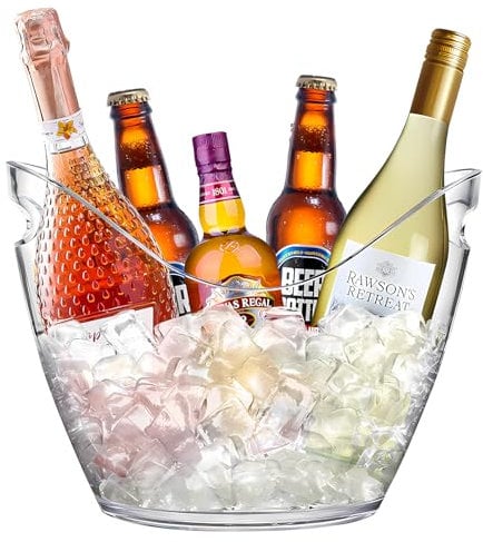 8L Eiseimer Champagner Eimer, Acryl-Eiskübel mit großem Fassungsvermögen, Vorratsbehälter für Obst und Gemüse, Weinkühler Sektkühler (clear001)