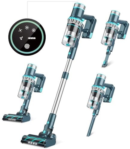belifehome Cordless Vacuum Cleaner, 450W/38Kpa Powerful Stick Vacuum, 50mins Runtime, Led Display with Charging Dock Station, Anti-Tangle Wireless Vacuum for Hardwood Floor/Pet Hair/Carpet