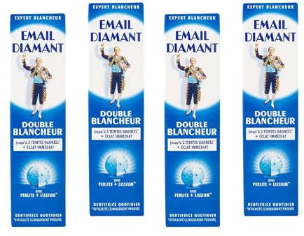 X4 Email Diamant Double Blancheur Whitening Daily Toothpaste Original Cosmetic - 75ml Large Size - 4 Tubes