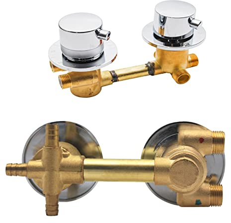 2/3/4-Wege Thermostat Duscharmatur, Messing Duschmischer mit Keramikkartuschen, Kalt- und Warmwasser Mischbatterie, Thermostat Mischventil für Dusche & Badewanne (Intubation 3 way,10cm)