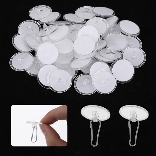 Qianyu 80 Pack Adhesive Ceiling Hooks Hanging Sticky Wall Outdoor Hooks Transparent Drop Ceiling Hangers Hooks Sticker Decorations for Bathroom Shower Home Wedding Hanging Plants Baloon