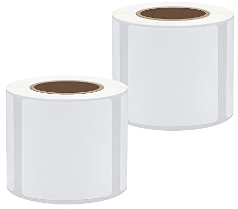 Hycodest 2 Rollen mit 200 Thermo-Etiketten 40x40 mm mit Aufkleber für Etikettendrucker