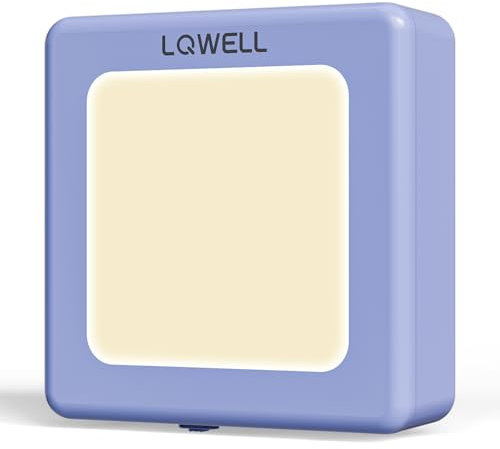 LQWELL® Veilleuse Pliable avec Capteur Crépusculaire, Veilleuse Luminosité Réglable, Lumière de Prise Automatique, Lumière d'Orientation Blanc Chaud pour Chambre d'Enfants Couloir (Violet, 1 Pièce)