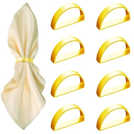 Serviettenringe aus Metall (Halbkreis), Edelstahl-Serviettenringe für Tischdekoration, Hochzeit, Weihnachten, Party, Esstisch, 8 Stück