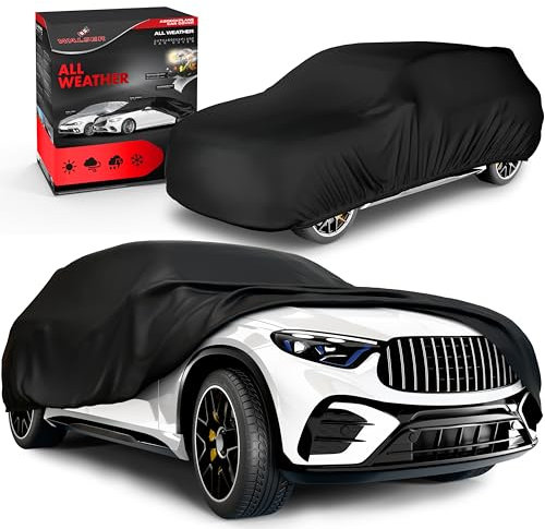 WALSER Telo Copriauto da Esterno All Weather - Telone Auto SUV/Van 100% Impermeabile e Resistente alle Intemperie, Protezione UV, Neve e Gelo, Misura 10, Nero