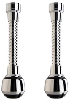 Lemag srl – [2 Pezzi] Doccino Rubinetto Cucina Made in Italy – Aeratore Flessibile in Ottone Cromato Nero – Rompigetto Orientabile Universale per Lavandino