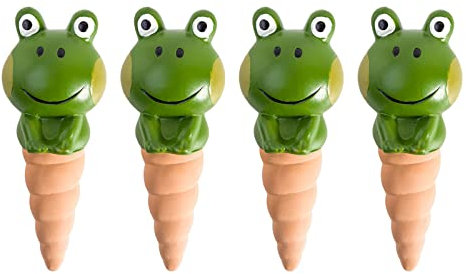 Whltzf 4 x Frosch-Bewässerungskugeln, Bewässerungsspikes, automatische Bewässerung, Tropfer für Töpfe, Pflanzenbehälter, Bewässerungsspikes, klein