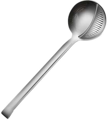 Hoement Edelstahl Ölfilter Löffel mit Langem Griff Suppenkelle zum Trennen von Fett und Suppe Rostfrei Sicher und Langlebig Große Kapazität für Küchenölfilter und Servieren Praktisch für