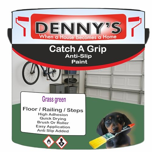 SCOOBYS PAINTS BACK IN THE MIX Catch A Grip Anti Slip Floor Paint – Non Slip Coating for Steps, Railings & Garages – 170 Colours, High Adhesion, Quick Dry, Multiple Sizes (Grass green, 1 Litre Tin)