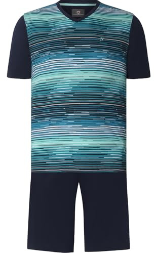 Jan Vanderstorm Herren Kurzer Schlafanzug Audun | Set | Pyjama | Aufdruck | reine Baumwolle | große Größen L-7XL