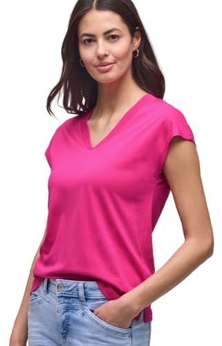 Street One Dropped Shoulder Shirt mit V-Neck Magenta Dream 38