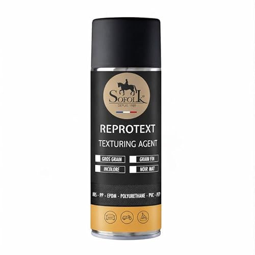SOFOLK REPROTEX – Texturant Plastique et Restructurant Surface – Finition Grainée Réaliste pour Réparation Tableau de Bord, Pare-Chocs et Intérieurs Auto (NOIR MAT - RAL 9005, GRAIN FIN)