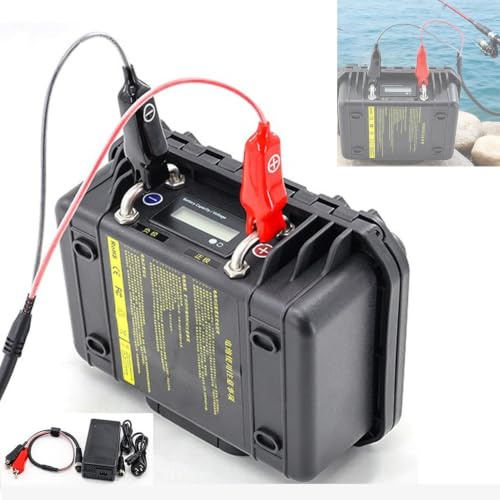 HSSYTZOUL 12V 14.8V Electric Winch Lithium Battery 20AH - 50AH Fishing Reel with Power Indicator And Charger Fishing Rod Battery,14.8V,50AH