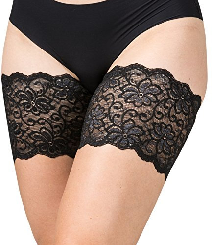 Bandelettes Original Oberschenkelbänder – Patentiertes Elastikdesign, Rutschfest, Bequem, Hautfreundlich – Größe B (Medium, 58–62 cm), Dolce Schwarz