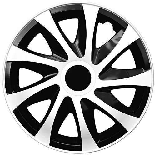 PP 4-er Set Radkappen Radzierblenden Draco CS 14 Zoll 14'' schwarz weiß Black White