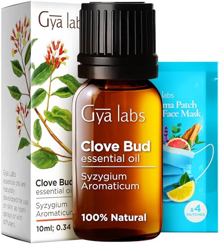 Gya Labs Nelkenöl - Natürlich für Mundpflege, Haare, Haut, Zähne & Zahnfleisch. Erdiger, würziger Duft. 100% natürlich (10 ml)
