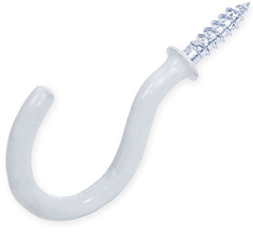 32mm White Plastic Screw in Cup Hooks - Pack of 25