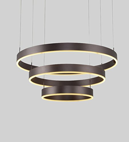 6053O 3 Ringe LED Pendelleuchte mit Fernbedienung Lichtfarbe/ Helligkeit einstellbar Acryl-Schirm braun lackierter Metallrahmen Modernes Design Energieeffizienzklasse: A+ Modern (6053O 3 Ringe)