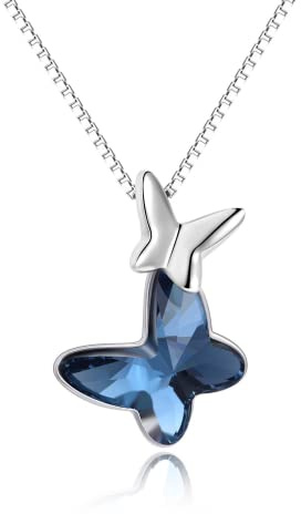 AOBOCO Sterling Silber Schmetterling Anhänger Kette Damen, Schmetterling Schmuck Geschenke für Frauen