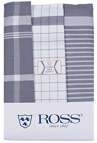 Ross - 3er-Spar-Pack - Exclusiv - Geschirrtücher Halbleinen - 0915 (50 x 70cm Grau)