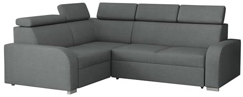Mirjan24 Ecksofa mit Schlaffunktion Apollo 2rR1, Polsterecke, Eckcouch mit verstellbare Kopfstützen, Komfortecksofa, Wohnlandschaft für Wohnzimmer (Crown 18)