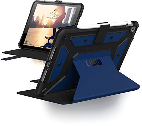 Urban Armor Gear Metropolis Schutzhülle Apple iPad 10.2 Hülle (2021 / 2020 / 2019) [Wake/Sleep Funktion, Apple Pencil / Logitech Crayon Halter, Standfunktion, Smart Keyboard kompatibel] blau