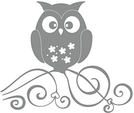 kleb-Drauf | 1 Eule | Grau - glänzend | Wandtattoo Wandaufkleber Wandsticker Aufkleber Sticker | Wohnzimmer Schlafzimmer Kinderzimmer Küche Bad | Deko Glas Fenster Fliese Tür Wände
