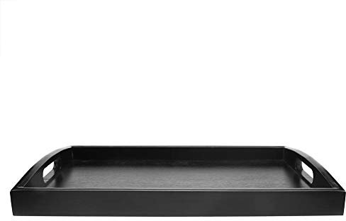 Bandeja Grande de Madera para Servir, Bandeja para Bebidas de Agua de té, Bandeja de Madera para Servir té con asa, para café, té, bocadillos, Desayuno, Cena (36 * 23 * 3,5 cm)