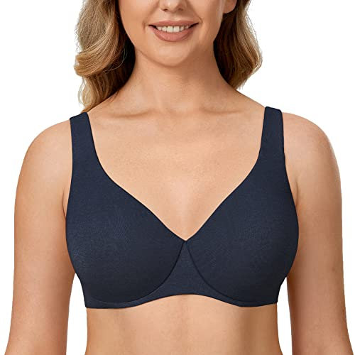 Delimira Women's Minimiser Bra Plus Size Non Padded Underwired Seamless Comfort Bras Sapphire Heather 38DD