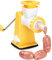 TAMUME Tritacarne Manuale in Acciaio Inox con Insaccatrice per Salsiccia, Robot da Cucina (Giallo)