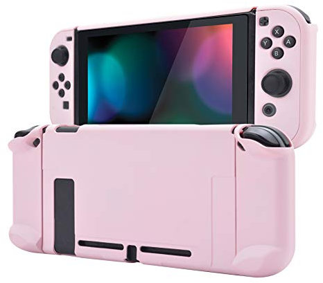 eXtremeRate Hülle für Nintendo Switch Konsole Joycon, Case Hülle Schutzhülle Griff Tasche Zubehör für NS Joycon Konsole,trennbare Schale,andockbare Schutzhülle für Nintendo Switch(Pink)