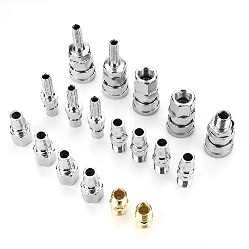 Raccordi per utensili pneumatici da 1/4 , connettore pneumatico per compressore d'aria in ferro, set di montaggio a sgancio rapido (18 pezzi)