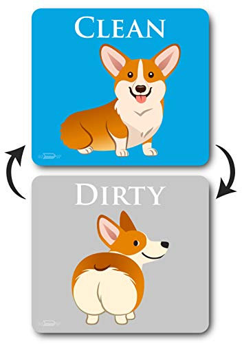 Corgi Dog Butt Funny Dishwasher Magnet Clean Dirty Sign, Reversible Clean Dirty Magnet for Dishwasher, Funny Corgi Butt Magnets, Strong & Universal Kitchen Dish Indicator, 3.5x3.1