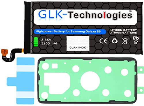 High Power Ersatzakku kompatibel mit Samsung Galaxy S9 SM-G960F/DS EB-BG960ABE | Original GLK-Technologies Battery | accu | 3200 mAh Akku | inkl. 2X Klebebandsätze