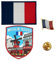 A-ONE Moulin Rouge Schild bestickter Aufnäher + Frankreich-Flagge und Anstecknadel, Frankreich, Landflagge, Revers, Paris, rote Mühle, Dekoration, Emblem für Jeans, Jacken, Hemden, selbstklebende