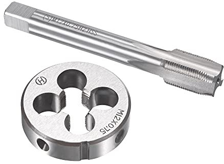 sourcing map M12 x 0.75mm Métrique Ensemble à Fileter HSS Machine Filetage Vis Robinet avec Alliage Outil Acier Rond Filetage Matrice